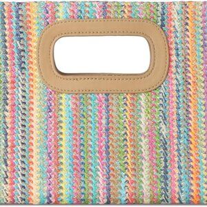 Elegant Multicolored Straw Handbag with Adjustable Chain - Perfect for Vacations
